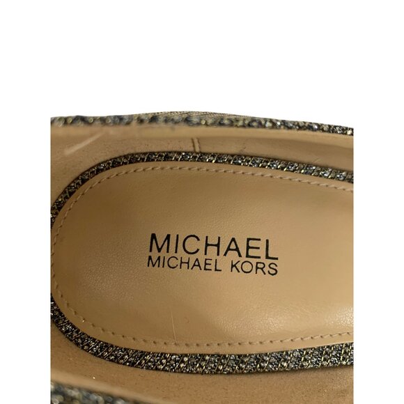 Michael Kors Metallic D'Orsay Heels Size 10M Knit Textile Sparkle 8762 Shoes - Picture 4 of 11